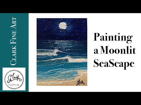 Paint With Me - Step by Step painting Moonlit SeaScape
