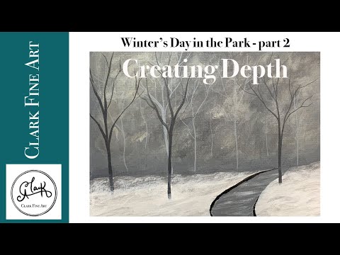 Easy Winter Acrylic Painting - Winters Day in the Park Part 2